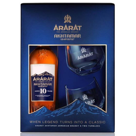 Бренди Арарат Ахтамар 10YO + 2 чаши 0,7л 40% / Brandy Ararat 10y 0,7l 40% + 2x sklo GB