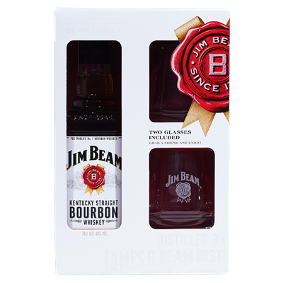 Джим Бийм + 2 чаши 0,7л 40% / Jim Beam White 0,7l 40% + 2x sklo