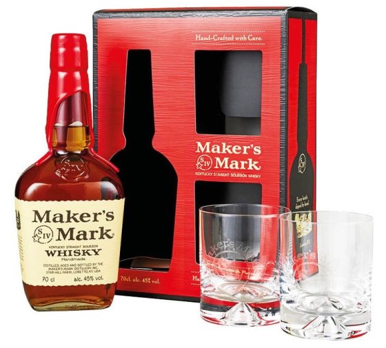 Мейкърс Марк + 2 чаши 0,7л 45% / Maker's Mark + 2 glasses 0,7l 45%