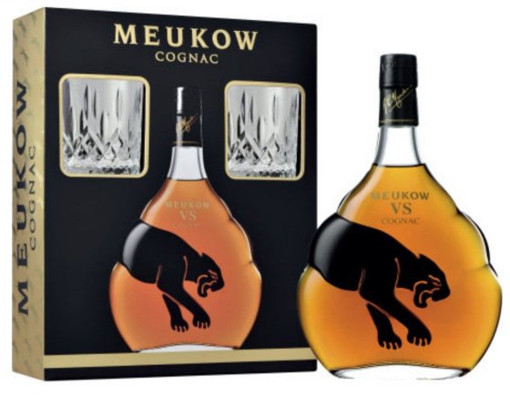 Коняк Мюков + 2 чаши 0,7Л 40% / Meukow cognac + 2 glasses 0,7L 40%