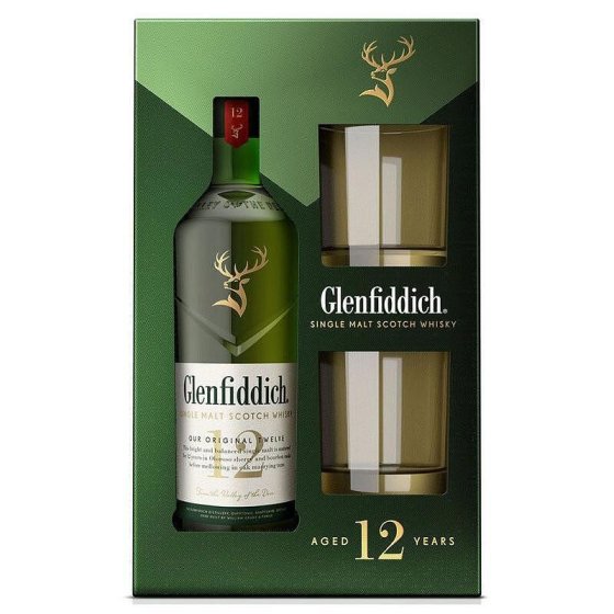 Гленфидих 12YO + 2 чаши 0,7л 40% / Glenfiddich 12y + 2 glasses 0,7L 40%