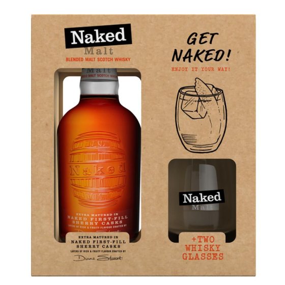 Нейкед Малц + 2 чаши 0,7Л 40% / Naked Malt + 2 glasses 0,7L 40%