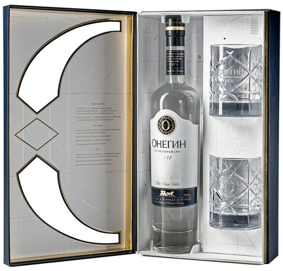 Водка Онегин Кутия с 2 чаши 0,7Л 40% / Vodka Onegin + 2 x sklo 0,7L 40%